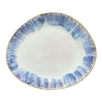 Farfurie ovală din gresie ceramică Costa Nova Brisa, ⌀ 27 cm, alb - albastru