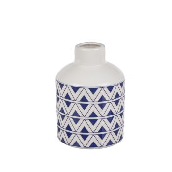 Vaza decorativa din ceramica Tunisi L Alb / Albastru, Ø15,8xH21,5 cm