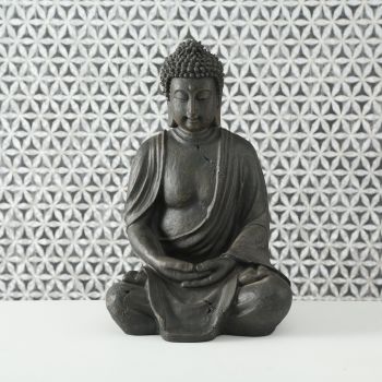 Decoratiune din polirasina Buddha Gri inchis, l17xA26xH40 cm