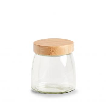 Recipient pentru depozitare cu capac, din sticla, Bamboo Small Natural, 950 ml, Ø12,5xH13 cm