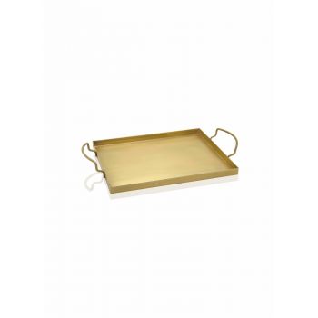 Tava pentru servire din metal, Goldie Small Auriu, L30xl19xH1 cm