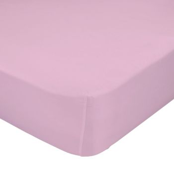 Cearșaf elastic din bumbac pur Happy Friday Basic, 90 x 200 cm, roz