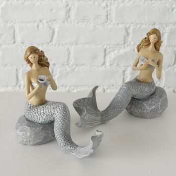 Decoratiune din polirasina Mermaid Maro / Gri, Modele Asortate, l20xA9xH15 cm