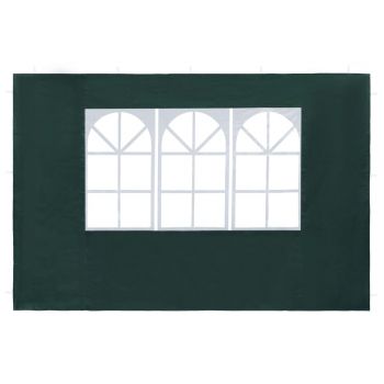 vidaXL Perete lateral cort petrecere, 2 buc, verde, PE, cu fereastră