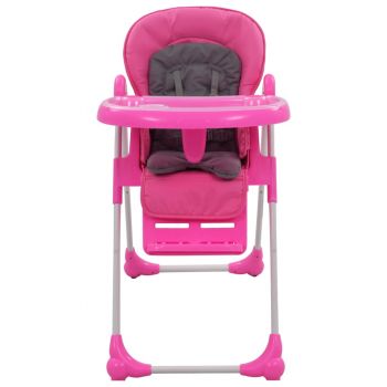 vidaXL Scaun de masă înalt pentru copii, roz și gri