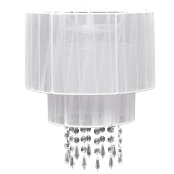 Lampă de plafon candelabru, alb, cristal
