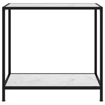 vidaXL Masă consolă, alb, 80 x 35 x 75 cm, sticlă securizată