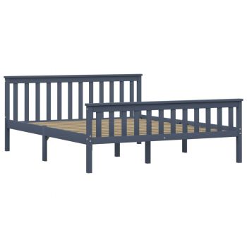 vidaXL Cadru de pat, gri, 160 x 200 cm, lemn masiv de pin
