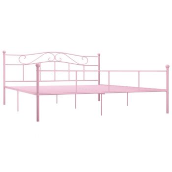 vidaXL Cadru de pat, roz, 200 x 200 cm, metal