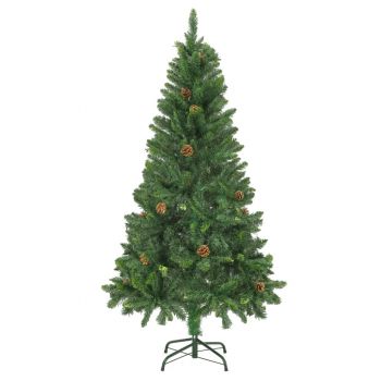 vidaXL Brad de Crăciun artificial cu conuri de pin, verde, 150 cm