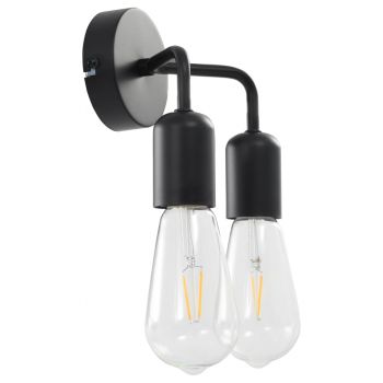 vidaXL Lampă de perete cu becuri cu filament, 2 W, negru, E27