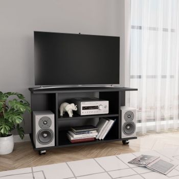 vidaXL Comodă TV cu rotile, negru, 80 x 40 x 40 cm, PAL