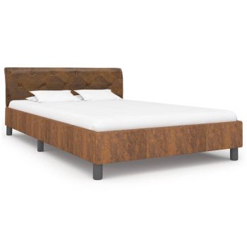 vidaXL Cadru de pat, maro, 120 x 200 cm, piele întoarsă ecologică