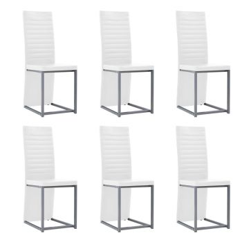 vidaXL Set de mobilier 7 piese, negru & alb oțel și sticlă securizată
