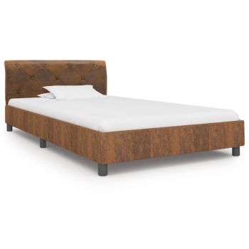 vidaXL Cadru de pat, maro, 100 x 200 cm, piele întoarsă ecologică