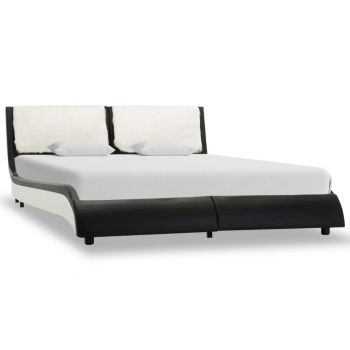 vidaXL Cadru de pat, negru și alb, 140 x 200 cm, piele ecologică