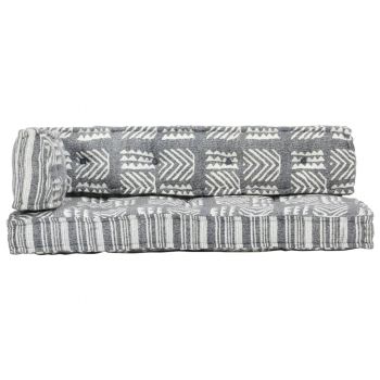 vidaXL Pernă pentru canapea din paleți, gri, textil, petice