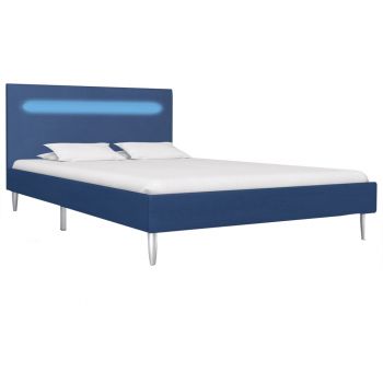 vidaXL Cadru de pat cu LED-uri, albastru, 120x200cm, material textil