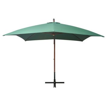 vidaXL Umbrelă de soare suspendată, stâlp de lemn, 300x300 cm, verde