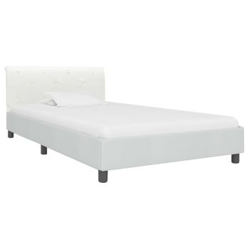 vidaXL Cadru de pat, alb, 90 x 200 cm, piele ecologică