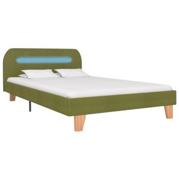 vidaXL Cadru de pat cu LED-uri, verde, 120 x 200 cm, material textil