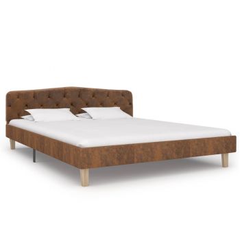 vidaXL Cadru de pat, maro, 140x200 cm, piele întoarsă ecologică