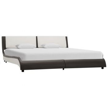 vidaXL Cadru de pat cu LED, gri și alb, 180x200 cm, piele ecologică
