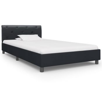 vidaXL Cadru de pat, negru, 100 x 200 cm, piele ecologică