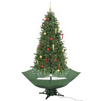vidaXL Brad de Crăciun cu ninsoare și bază umbrelă, verde, 190 cm