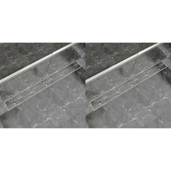 vidaXL Rigolă de duș liniară, 2 buc., 1030x140 mm, oțel inoxidabil