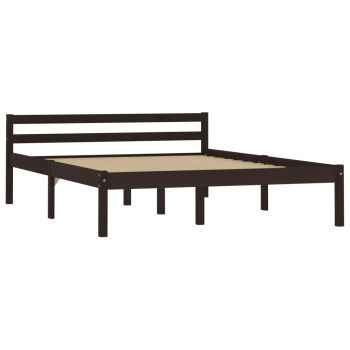 vidaXL Cadru de pat, maro închis, 120 x 200 cm, lemn masiv de pin