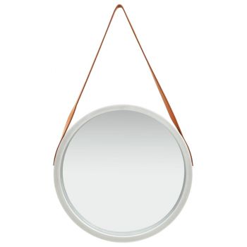 vidaXL Oglindă de perete cu o curea, 50 cm, argintiu