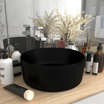 vidaXL Chiuvetă baie lux, negru mat, 40x15 cm, ceramică, rotund