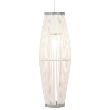 vidaXL Lampă suspendată, alb, 25x62 cm, răchită, 40 W, oval, E27