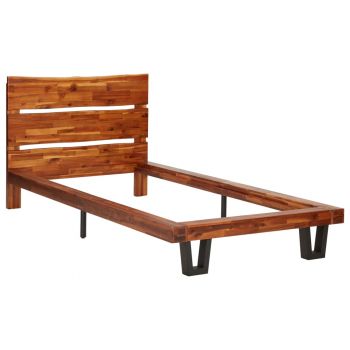 vidaXL Cadru de pat cu margini naturale, 90 cm, lemn masiv de acacia