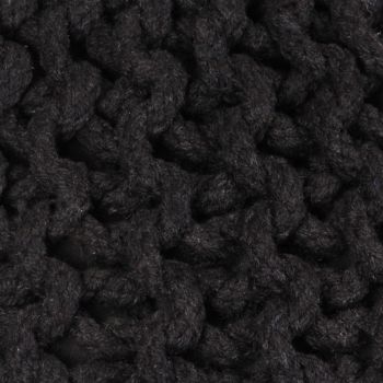 vidaXL Puf tricotat manual, bumbac, 50 x 35 cm, negru