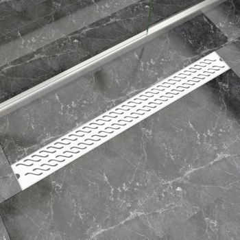 vidaXL Rigolă duș liniară, model ondulat, oțel inoxidabil, 1030x140 mm