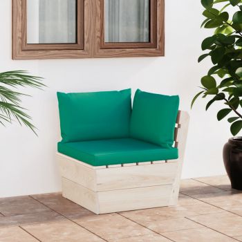 vidaXL Canapea de grădină din paleți, colțar, cu perne, lemn molid