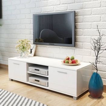 vidaXL Comodă TV, alb extralucios, 120 x 40,3 x 35 cm