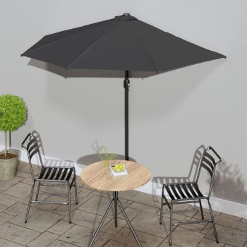 vidaXL Umbrelă de soare de balcon, tijă aluminiu, antracit, 270x144 cm