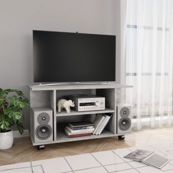 vidaXL Comodă TV cu rotile, gri beton, 80 x 40 x 40 cm, PAL