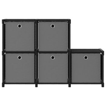 vidaXL Raft 5 cuburi cu cutii, negru, 103x30x72,5 cm, material textil