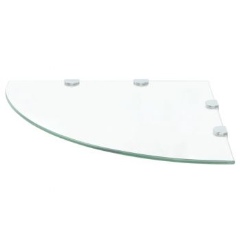 vidaXL Raft de colț sticlă transparentă cu suporți de crom, 45 x 45 cm