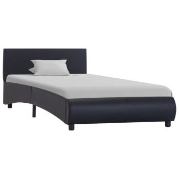 vidaXL Cadru de pat cu LED-uri, negru, 100 x 200 cm, piele ecologică