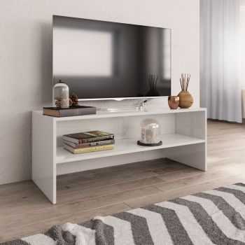 vidaXL Comodă TV, alb lucios, 100 x 40 x 40 cm, PAL
