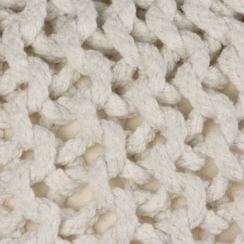 vidaXL Puf tricotat manual, bumbac, 50 x 35 cm, alb
