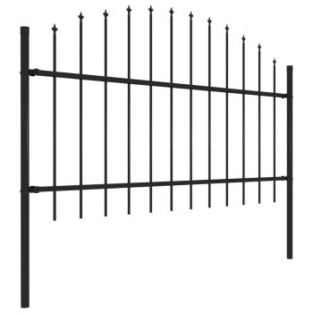vidaXL Gard de grădină cu vârf ascuțit, negru, 1,7 m, oțel