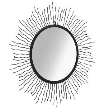 vidaXL Oglindă de perete, negru, 80 cm, raze de soare