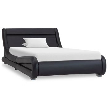 vidaXL Cadru de pat cu LED, negru, 100 x 200 cm, piele ecologică