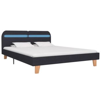 vidaXL Cadru pat cu LED-uri, gri închis, 180x200 cm, material textil